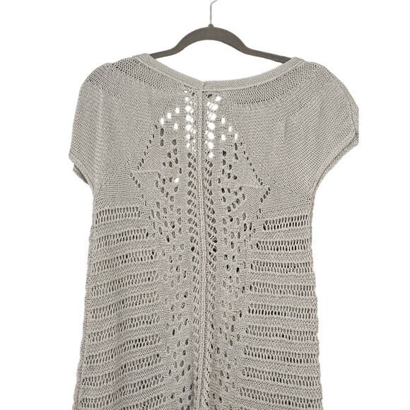 Soft Surroundings Womans Sweater Open Knit Grey SZ PM Cotton Boho Long Line NEW - Picture 10 of 10